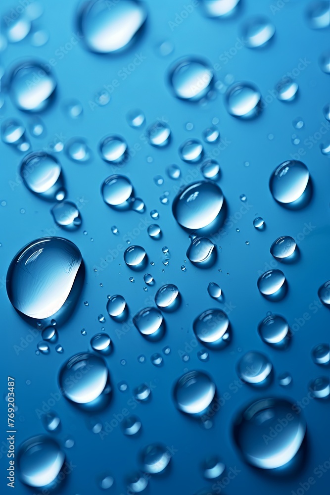 water droplets on all blue, matte background