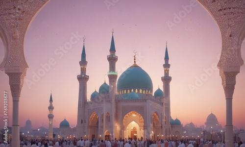 Eid mubarak ramadan background with on a pastel colors