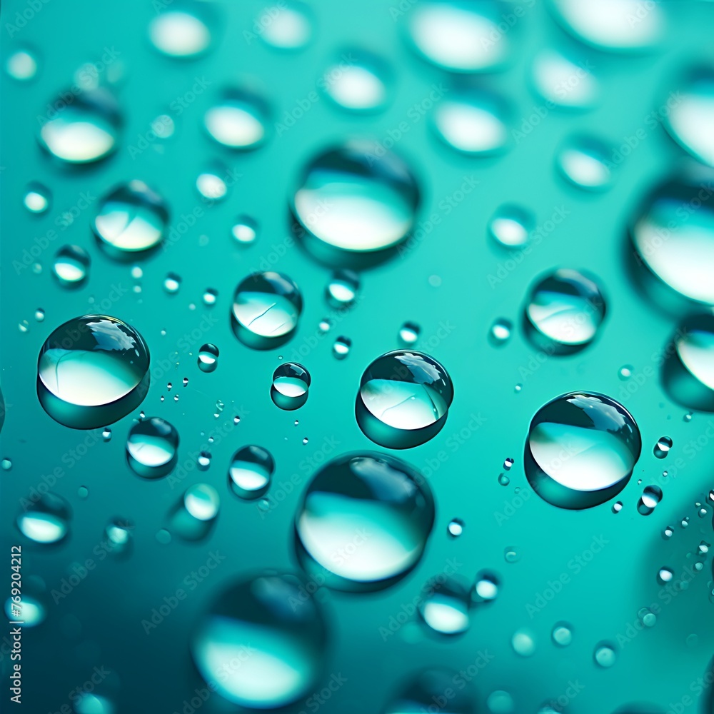 water droplets on all cyan, matte background