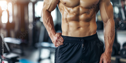 Impressive Display of Defined Abdominal Muscles in Fitness Environment