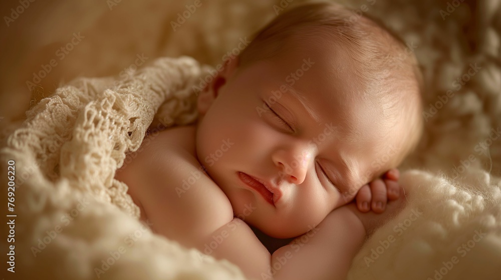 Sleeping baby with full cheeks. Sleeping baby with full cheeks.