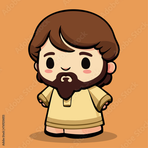Ilustração divertida de Jesus em estilo chibi