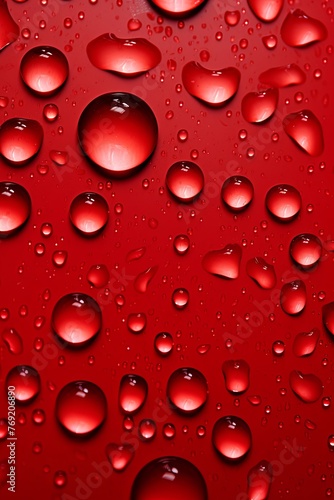 water droplets on all red  matte background