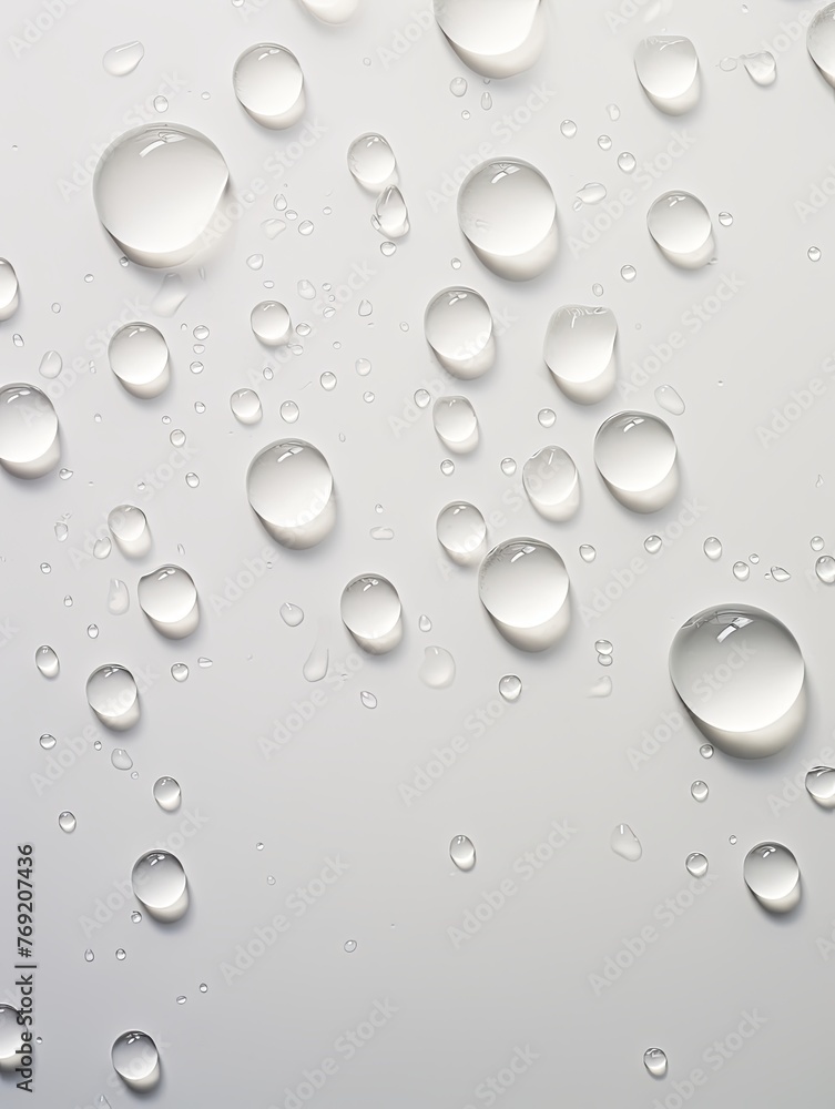 water droplets on all white, matte background