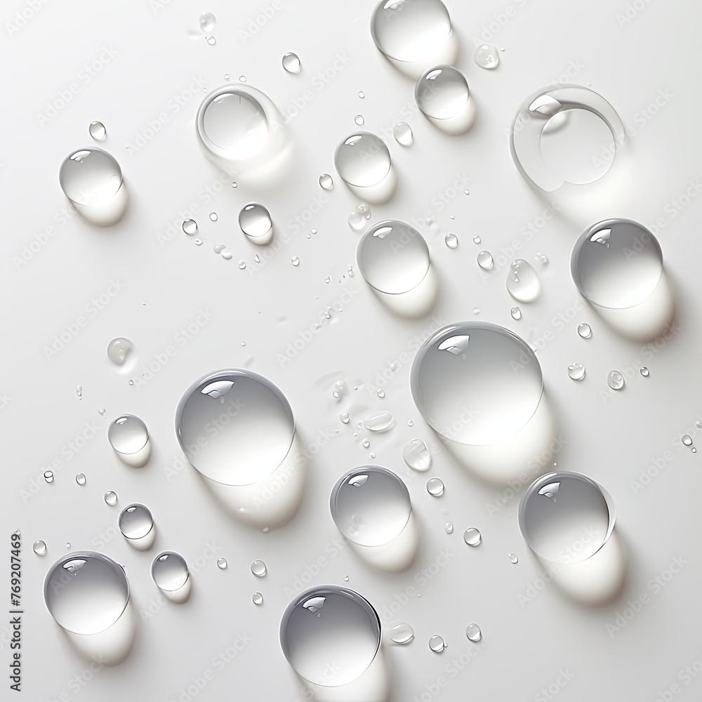 water droplets on all white, matte background