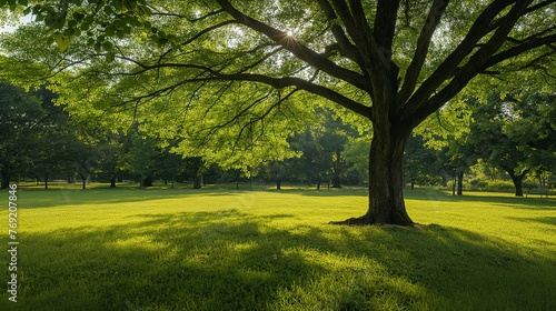 Tree in a peaceful park garden.