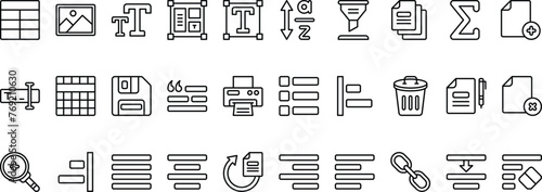Text Editor Icon Set With Outline Style