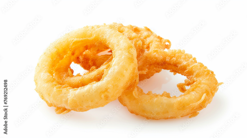 onion rings isolated on white background. Generative Ai onion rings isolated on white background. Generative Ai