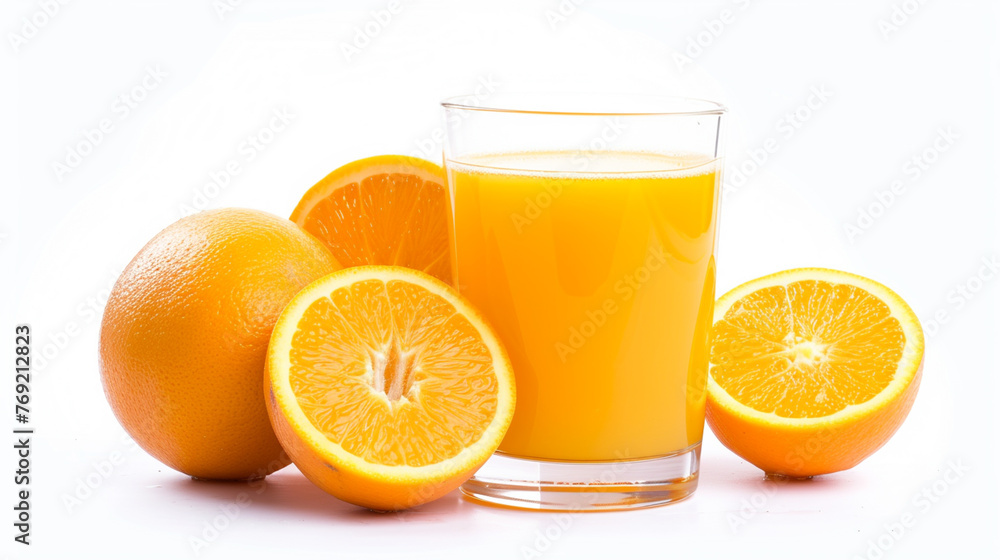Orange juice on white background . Generative Ai Orange juice on white background . Generative Ai
