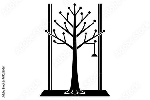 hall tree silhouette vector illustration