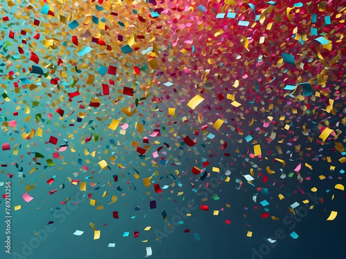 Glittering  colourful confetti falls. This party background concept is for a holiday  celebration  New Year s Eve  or Jubilee design.