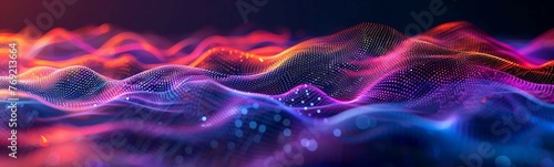 an oceanic violet-yellow digital background resembling sound waves, with gradient colors indicating data intensity. for digital media presentations, audiovisual displays, data visualization projects. 