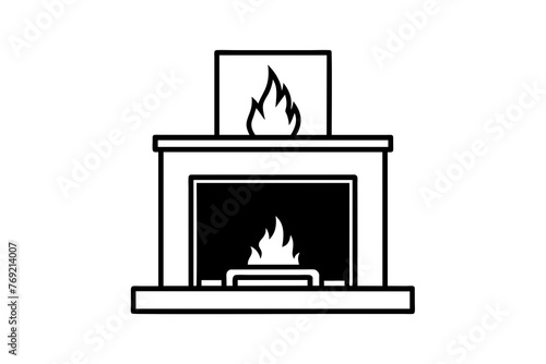 fireplace mantel silhouette vector illustration