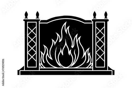 fireplace mantel silhouette vector illustration