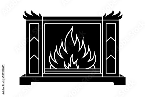 fireplace mantel silhouette vector illustration