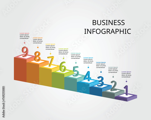 level template for infographic for presentation for 9 element