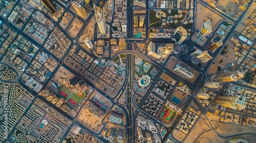 Riyadh City is seen from above, offering a detailed aerial perspective of the Saudi Arabian capital