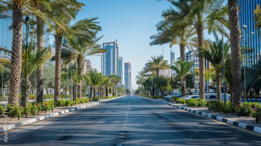 Riyadh's roads and streets are adorned with ornamental trees, adding to the beauty of the downtown area and the King Financial District Riyadh's roads and streets are adorned with ornamental trees, adding to the beauty of the downtown area and the King Financial District