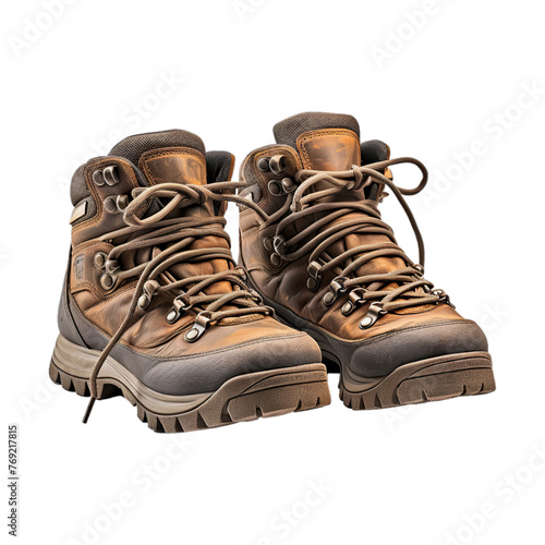 Hiking Boots isolated on transparent png background. Generative ai
