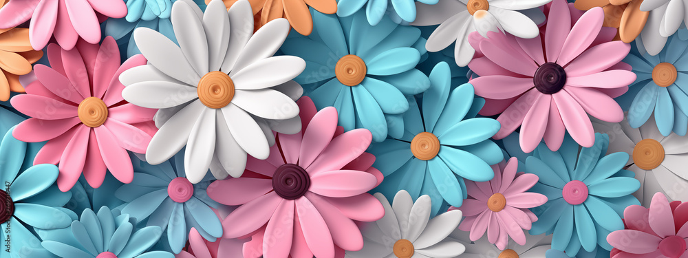 Artistic Paper Flowers in Pastel Tones for Creative Backgrounds