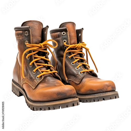 Lace-Up Boots isolated on transparent png background. Generative ai