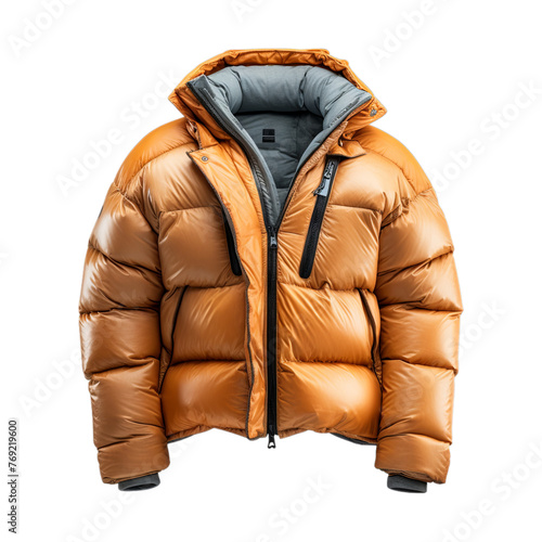 Puffer Jacket isolated on transparent png background. Generative ai
