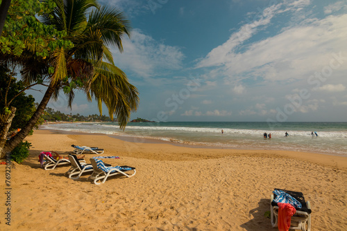 Beach and ocean in the island of Sri Lanka