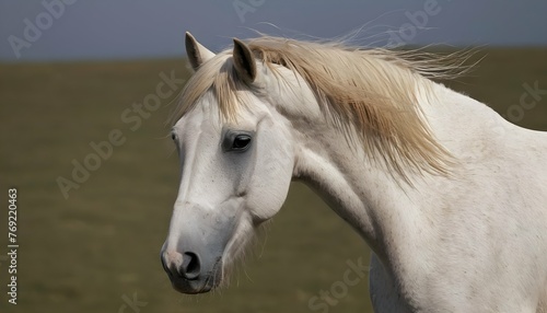 A Horse With Its Forelock Blowing In The Wind