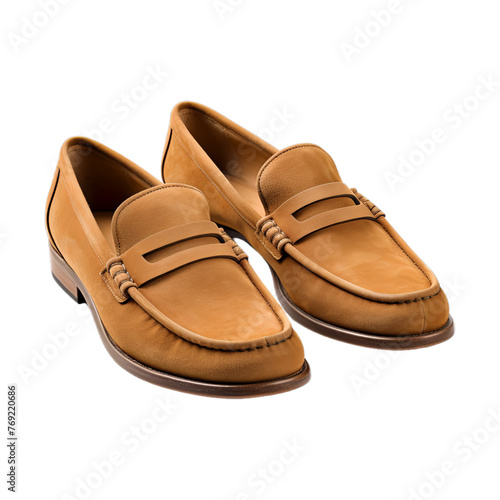 Suede Loafers isolated on transparent png background. Generative ai