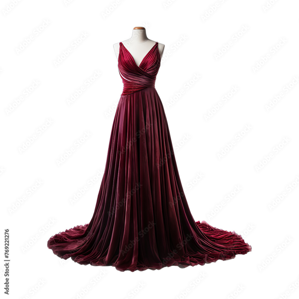 Velvet Dress isolated on transparent png background. Generative ai