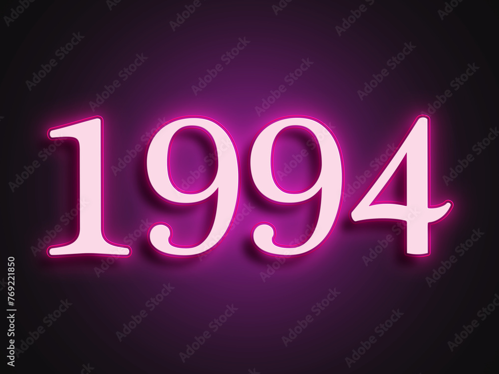 Pink glowing Neon light text effect of number 1994. Pink glowing Neon light text effect of number 1994.