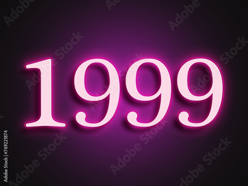 Pink glowing Neon light text effect of number 1999.