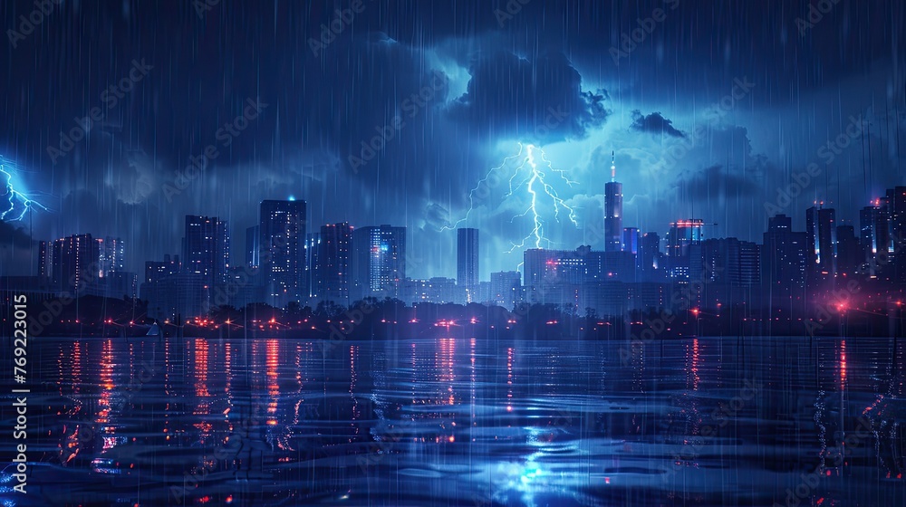 Electric Night: A Stunning Landscape Illuminated by Lightning