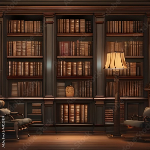 A cozy, candlelit study filled with shelves of old books and curious artifacts2 photo
