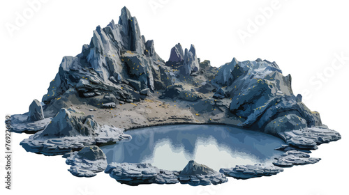 fantasy alien planet  Rocks and lake © inshal
