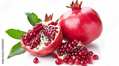 Pomegranate isolated on white background. Generative Ai