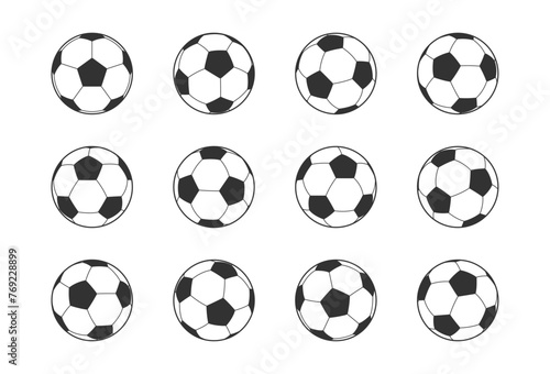 いろいろな角度のサッカーボールセット