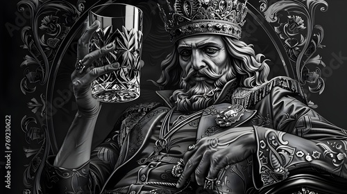 King David, Seated in Majesty, Poses with a Crystal Glass of Whiskey photo
