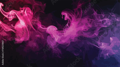 Abstract pink and purple smoke on black background photo