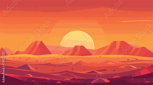 Alien landscape at sunset Mars 
