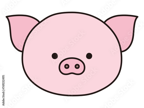 かわいいブタの顔のベクターイラスト。アイコン、動物、豚