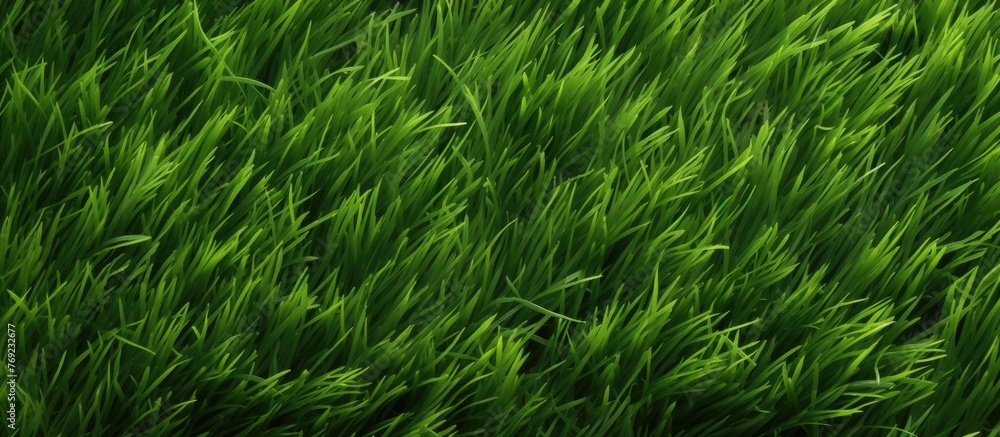 A closeup view of a terrestrial plant field of green grass, swaying gracefully in the wind. These evergreen groundcover plants create a beautiful natural carpet on the ground A closeup view of a terrestrial plant field of green grass, swaying gracefully in the wind. These evergreen groundcover plants create a beautiful natural carpet on the ground