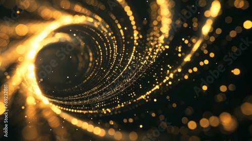 Golden Sparkling Spiral Abstract Background