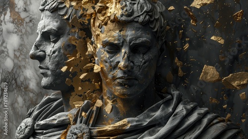 Creative representation of the greatest ancient greek mythology greek god of olympus, titan, classics, wallpaper backdrop: divine and mythical figures in an artistic and classical © Alla