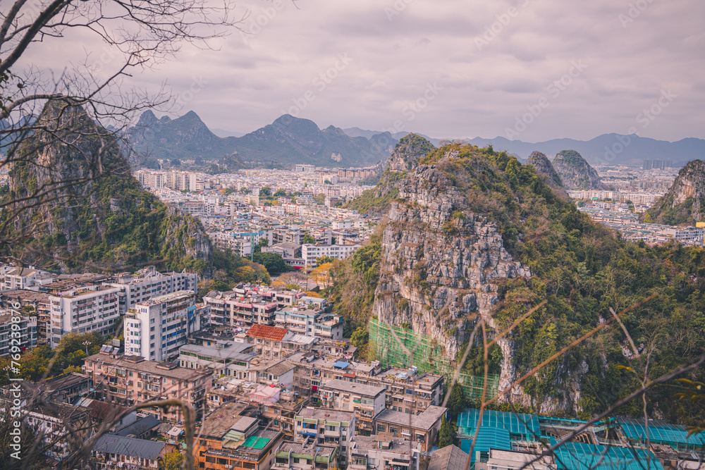 Naklejka premium Aerial photography of landscape park in Guilin, Guangxi, China