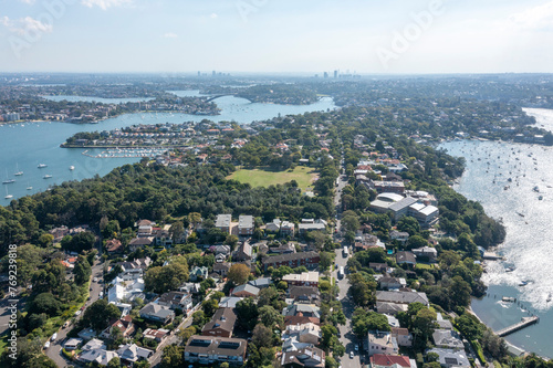 The Sydney suburb of Woolwich and lane cove river looking west.