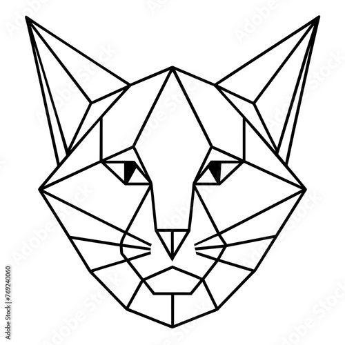 Geometric Cat head Face silhouette vector art illustration