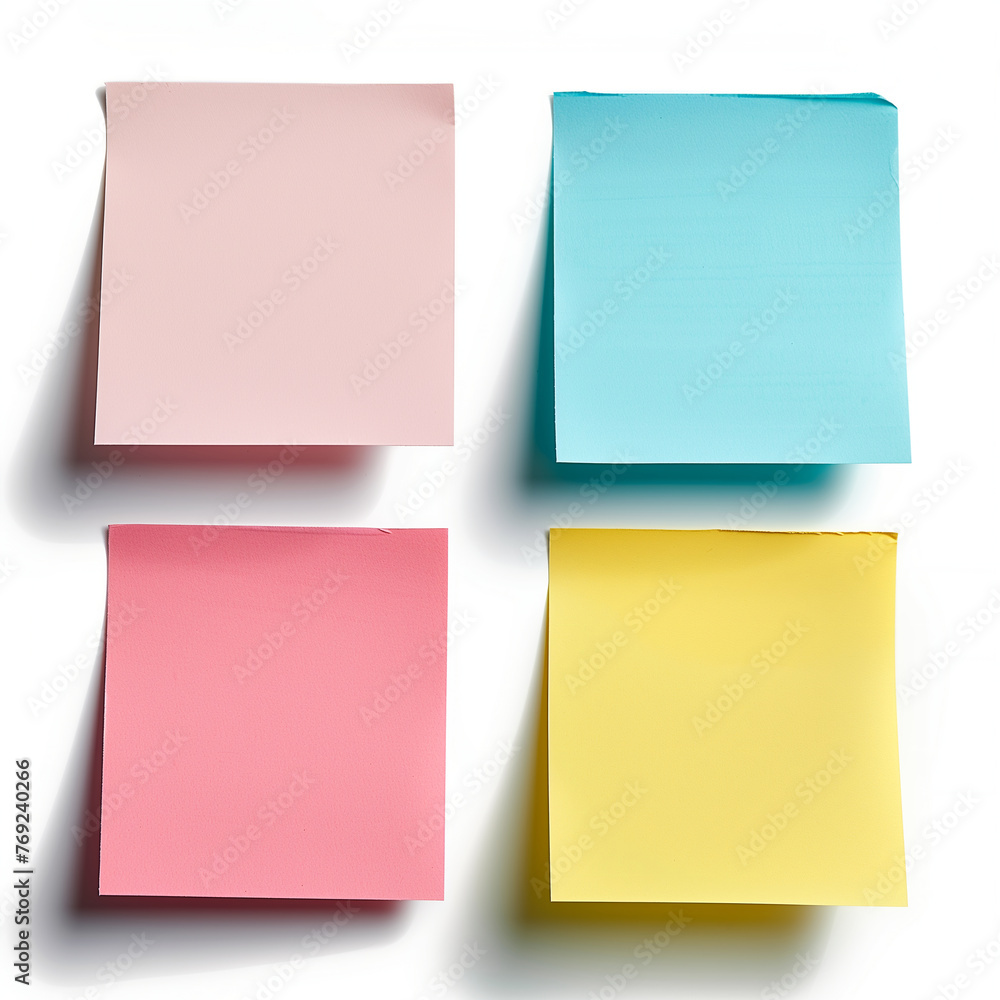 Assorted Sticky Notes on White Background