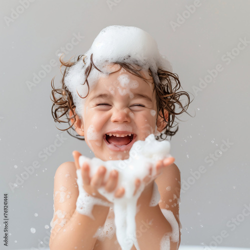 Child Playing with Soap Suds
