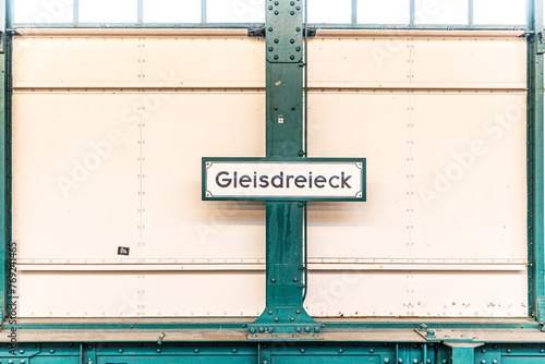 subway station signage Gleisdreieck - square of rails - at the underground in Berlin